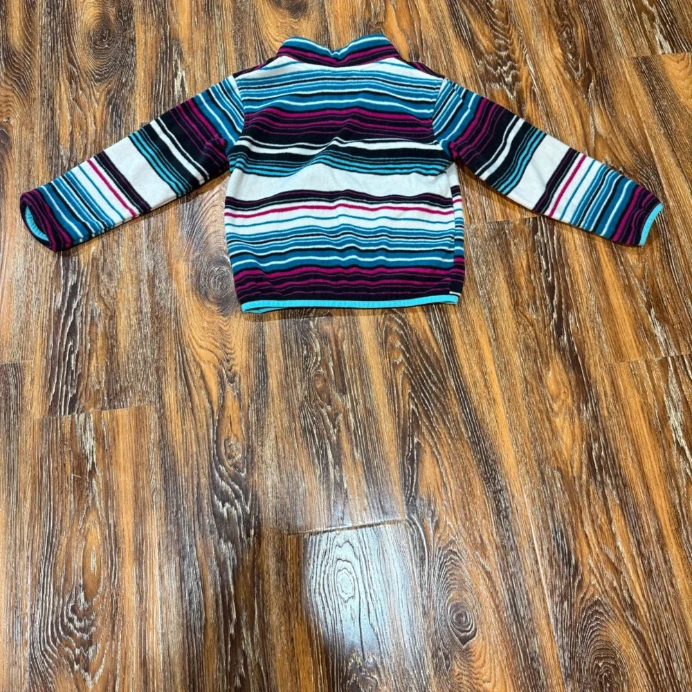 Cowgirl Hardware Girls 5T Fleece Quarter Zip Pullover Striped Turquoise Magenta